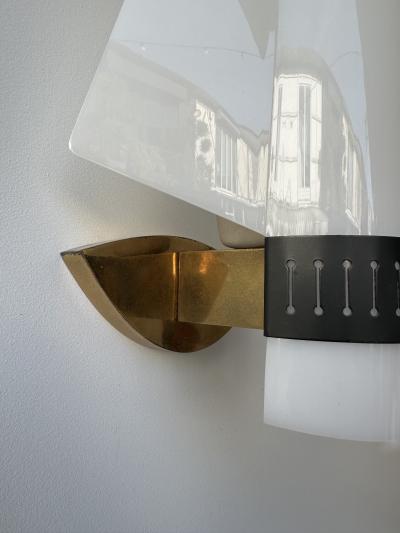  Stilnovo Mid Century Modern Sconces Perspex Brass by Stilnovo Italy 1960s