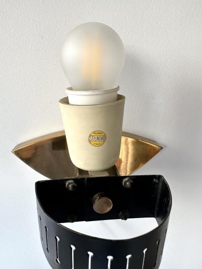  Stilnovo Mid Century Modern Sconces Perspex Brass by Stilnovo Italy 1960s
