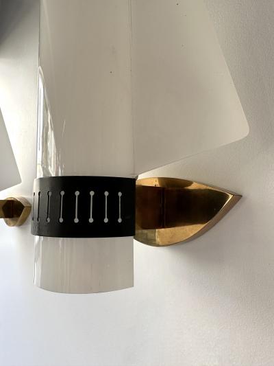  Stilnovo Mid Century Modern Sconces Perspex Brass by Stilnovo Italy 1960s