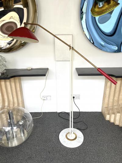  Stilnovo Mid Century Reading Floor Lamp Brass lacquered Metal by Stilnovo Italy 1960s
