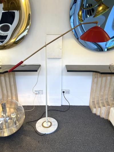 Stilnovo Mid Century Reading Floor Lamp Brass lacquered Metal by Stilnovo Italy 1960s