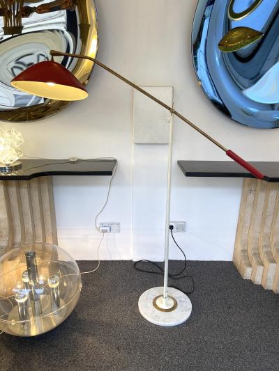  Stilnovo Mid Century Reading Floor Lamp Brass lacquered Metal by Stilnovo Italy 1960s