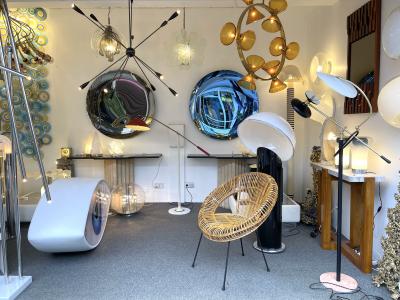  Stilnovo Mid Century Reading Floor Lamp Brass lacquered Metal by Stilnovo Italy 1960s