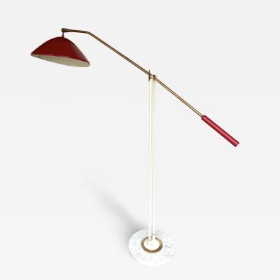  Stilnovo Mid Century Reading Floor Lamp Brass lacquered Metal by Stilnovo Italy 1960s