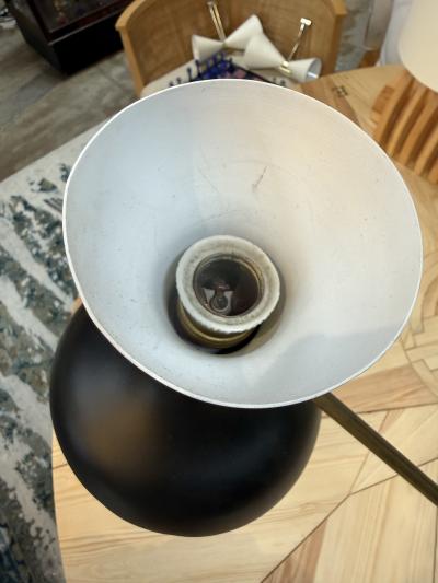 Stilnovo Mid Century Stilnovo Adjustable Black White Table Lamp in Brass Italy