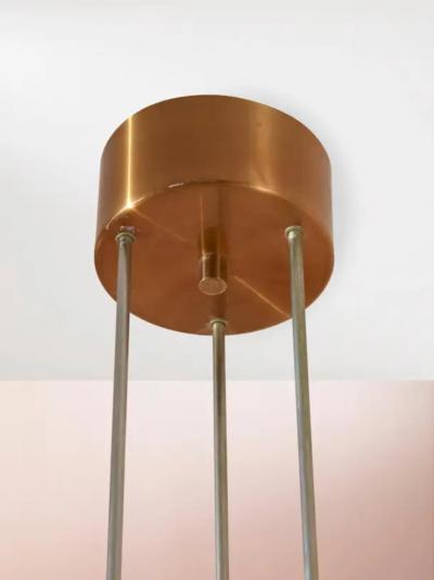  Stilnovo Midcentury Stilnovo Style Pendant Light Made of Glass and Copper Italy 1960s