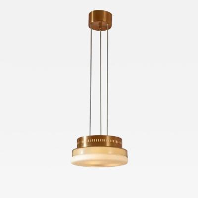 Stilnovo Midcentury Stilnovo Style Pendant Light Made of Glass and Copper Italy 1960s