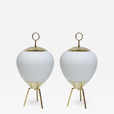  Stilnovo PAIR OF GLASS AND BRASS TABLE LAMPS IN STYLE OF STILNOVO