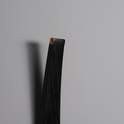  Stilnovo Pair of 1950s Italian Stilnovo Sconces in Brass Black Lacquered Wood and steel