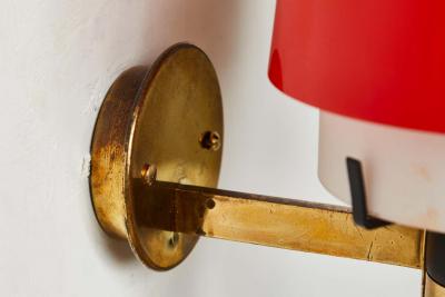  Stilnovo Pair of 1950s Stilnovo Model 2079 1 Brass and Glass Sconces with Original Labels