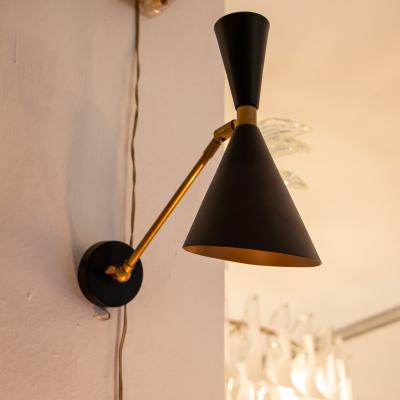  Stilnovo Pair of Black Stilnovo Style Wall Lights