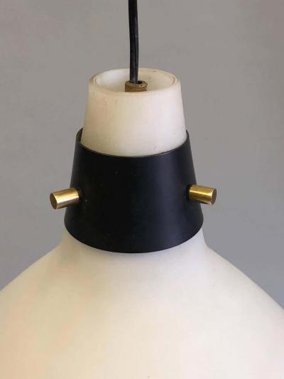  Stilnovo Pair of Italian Mid Century Modern Glass Pendants Suspension Fixtures