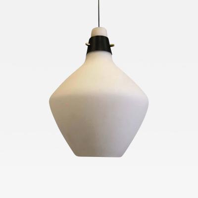  Stilnovo Pair of Italian Mid Century Modern Glass Pendants Suspension Fixtures