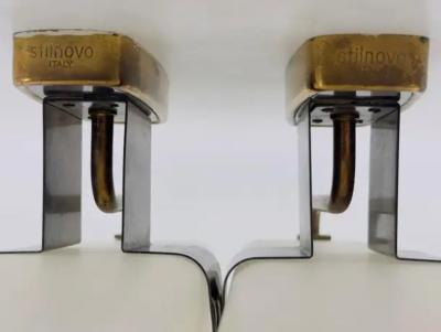  Stilnovo Pair of Opaline Glass Brass Wall Sconces by Stilnovo Signed Italy 1960s