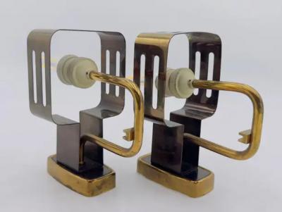  Stilnovo Pair of Opaline Glass Brass Wall Sconces by Stilnovo Signed Italy 1960s