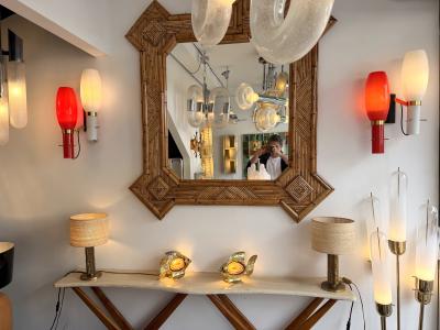  Stilnovo Pair of Sconces Brass and Glass by Stilnovo Italy 1950s
