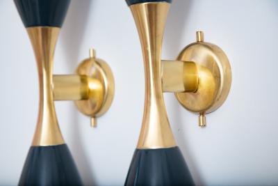  Stilnovo Pair of Stilnovo Double Cone Wall Sconces