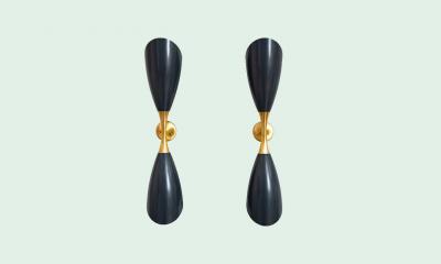  Stilnovo Pair of Stilnovo Double Cone Wall Sconces