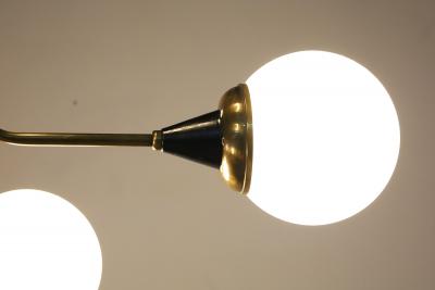  Stilnovo Pair of Stilnovo Style Chandeliers in Brass and Glass 1960s