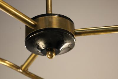  Stilnovo Pair of Stilnovo Style Chandeliers in Brass and Glass 1960s