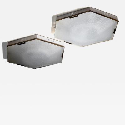  Stilnovo Pair of Stilnovo hexagonal ceiling lamps