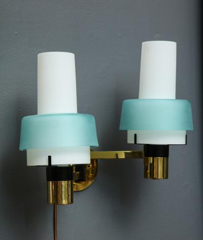  Stilnovo Pair of Two Arm Sconces by Stilnovo