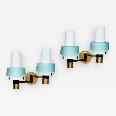  Stilnovo Pair of Two Arm Sconces by Stilnovo