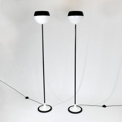  Stilnovo Pair of black white floor lamps