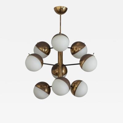  Stilnovo Rare 9 Light Chandelier Model 1129 by Stilnovo