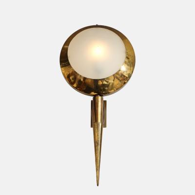  Stilnovo Rare Large Pair of Sconces Model 2128 in Brass and Glass by Stilnovo