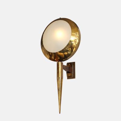  Stilnovo Rare Large Pair of Sconces Model 2128 in Brass and Glass by Stilnovo
