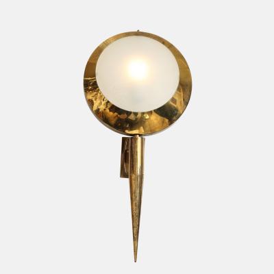  Stilnovo Rare Large Pair of Sconces Model 2128 in Brass and Glass by Stilnovo