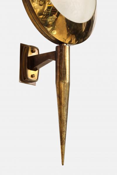  Stilnovo Rare Large Pair of Sconces Model 2128 in Brass and Glass by Stilnovo