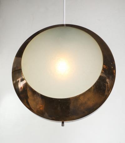 Stilnovo Rare Pendant Ceiling Light Model 1205 in Brass and Etched Glass by Stilnovo