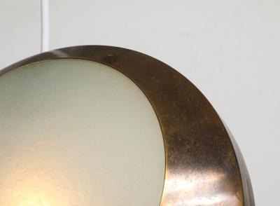  Stilnovo Rare Pendant Ceiling Light Model 1205 in Brass and Etched Glass by Stilnovo