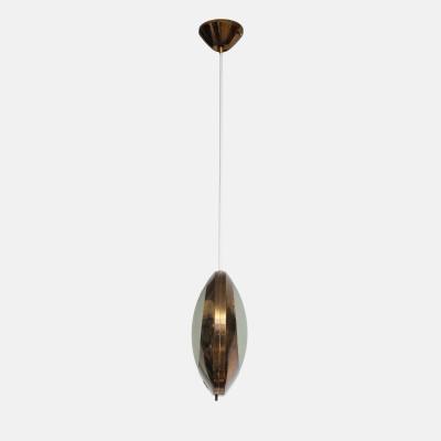  Stilnovo Rare Pendant Ceiling Light Model 1205 in Brass and Etched Glass by Stilnovo