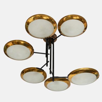  Stilnovo Rare Six Light Chandelier by Stilnovo
