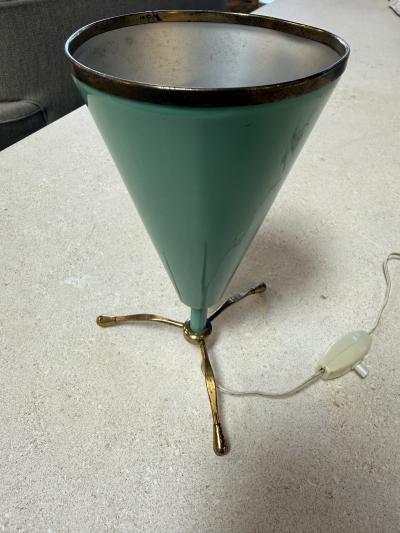  Stilnovo Rare Table Lamp in Brass and Lacquered Metal Stilnovo Style Italy 1950s