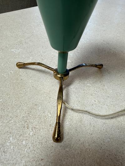  Stilnovo Rare Table Lamp in Brass and Lacquered Metal Stilnovo Style Italy 1950s