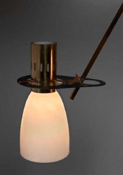  Stilnovo Reversible Stilnovo Three Armed Brass and Glass Chandelier 1950s