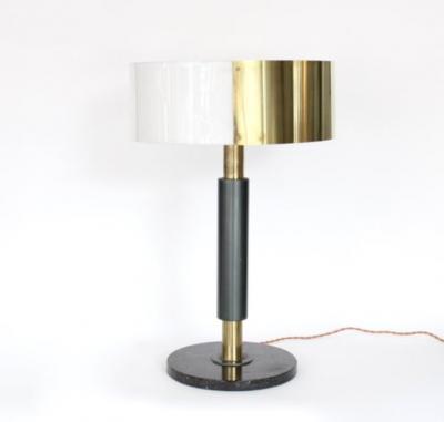  Stilnovo STILNOVO ITALIAN TABLE LAMP BRASS AND PERSPEX SHADE ON MARBLE BASE