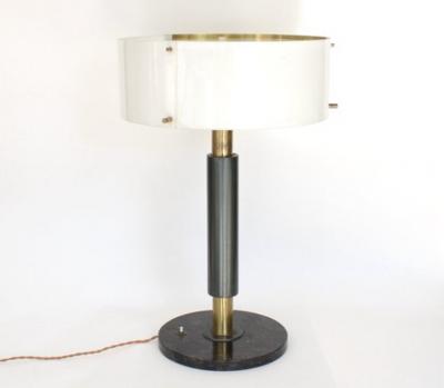  Stilnovo STILNOVO ITALIAN TABLE LAMP BRASS AND PERSPEX SHADE ON MARBLE BASE