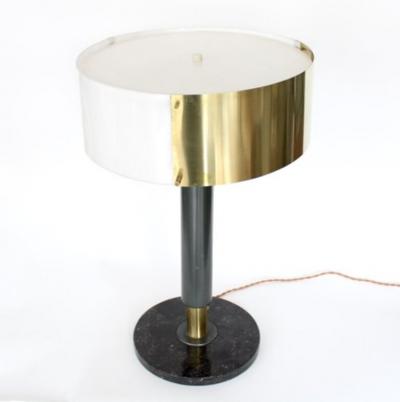  Stilnovo STILNOVO ITALIAN TABLE LAMP BRASS AND PERSPEX SHADE ON MARBLE BASE