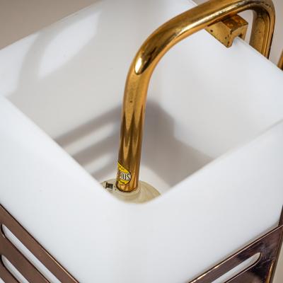  Stilnovo Single Wall Sconce in Opaline Glass and Brass by Stilnovo Milan Italy 1950s