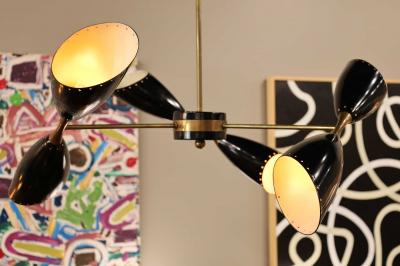  Stilnovo Stillnovo Style Chandelier with Three Double Coned Articulating Arms