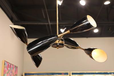  Stilnovo Stillnovo Style Chandelier with Three Double Coned Articulating Arms