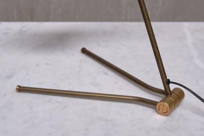  Stilnovo Stilnovo Adjustable Brass Desk Lamp Black and Red Diabolo Shade Italy 1950s