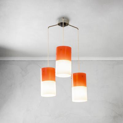  Stilnovo Stilnovo Chandelier with Three Pendants in Plexi and Brass 60s