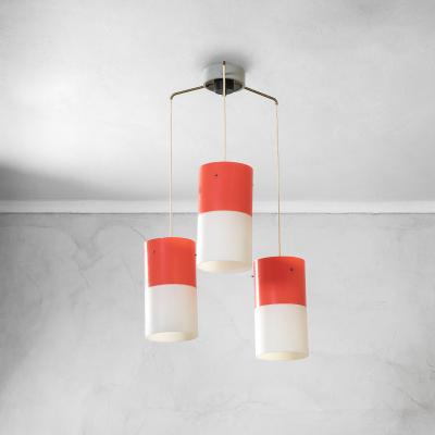  Stilnovo Stilnovo Chandelier with Three Pendants in Plexi and Brass 60s