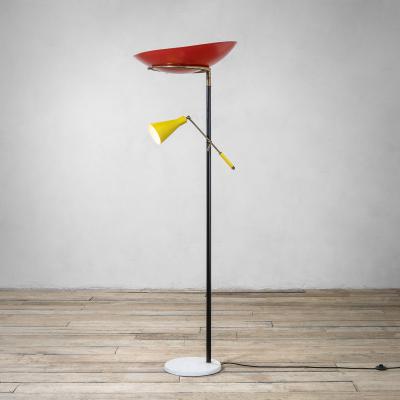  Stilnovo Stilnovo Floor Lamp with Two Diffusers and Marble Base 50s